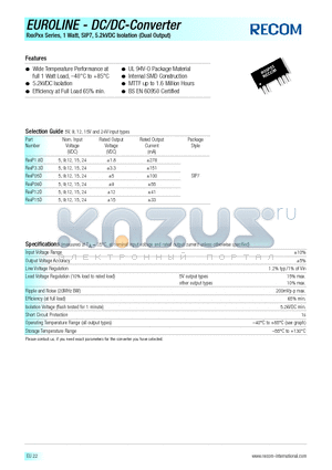 R121.8D datasheet - EUROLINE - DC/DC - CONVERTER