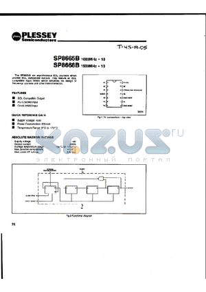 SP8665B datasheet - The SP8865/8 are asynchronous ECL counters which provide ECL compatible outputs