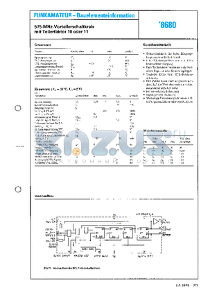 SP8680 datasheet - 575-MHz-Vorteilerschaltkreis mit Teilerfaktor 10 oder 11