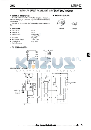 NJMOP-07 datasheet - ULTRA-LOW OFFSET VOLTAGE, LOW DRIFT OPERATIONAL AMPLIFIER