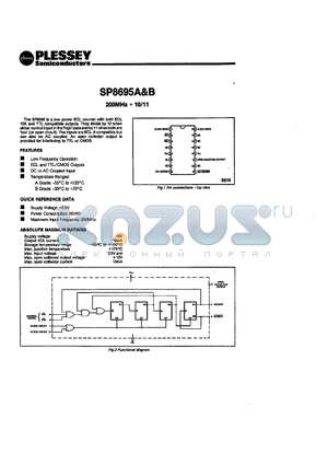 SP8695B datasheet - LOW POWER ECL COUNTER WITH BOTH ECL 10K AND TTL COMPATIBLE OUTPUTS