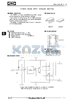 NJU211D datasheet - C-MOS QUAD SPST ANALOG SWITCH