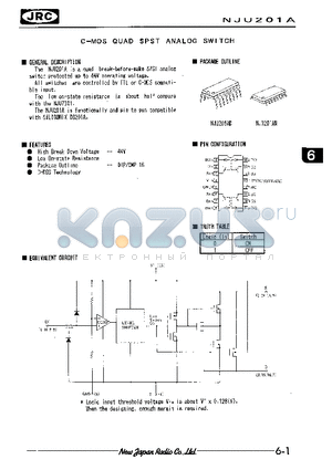 NJU201AD datasheet - C-MOS QUAD SPST ANALOG SWITCH