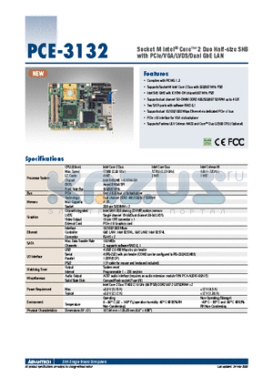 PCE-3132 datasheet - Socket M Intel^ Core 2 Duo Half-size SHB with PCIe/VGA/LVDS/Dual GbE LAN