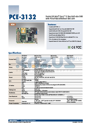 PCE-3132G2-00A1E datasheet - Socket M Intel^ Core 2 Duo Half-size SHB with PCIe/VGA/LVDS/Dual GbE LAN