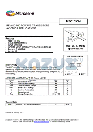 MSC1090M datasheet - RF AND MICROWAVE TRANSISTORS AVIONICS APPLICATIONS