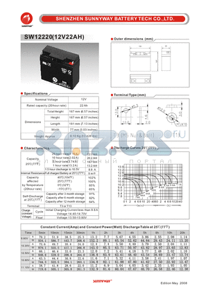 SW12220 datasheet - General Battery