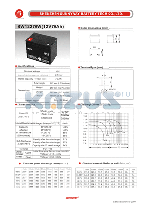 SW12270W datasheet - High rate discharge battery