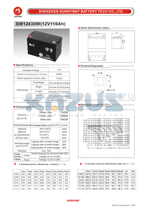 SW12430W datasheet - High rate discharge battery
