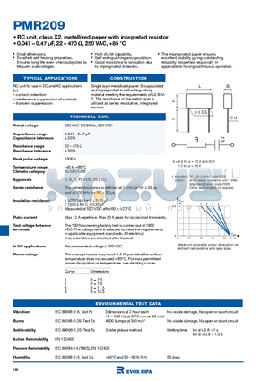 PMR209 datasheet - RC unit, class X2, metallized paper with integrated resistor