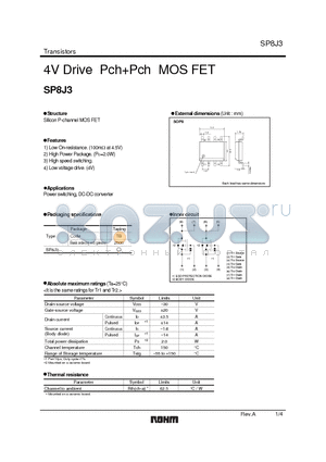 SP8J3 datasheet - 4V Drive PchPch MOS FET