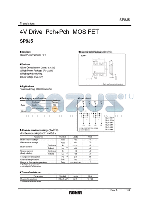 SP8J5 datasheet - 4V Drive PchPch MOS FET