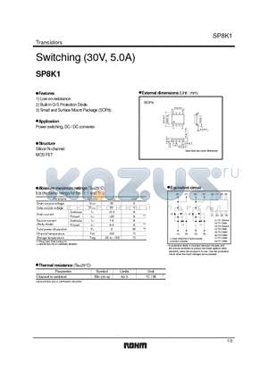 SP8K1 datasheet - Switching (30V, 5.0A)