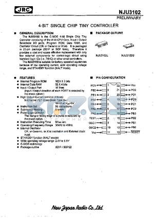 NJU3102 datasheet - 4-BIT SINGLE CHIP TINY CONTROLLER