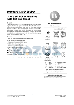 MC100EP31DTR2 datasheet - 3.3V / 5V ECL D Flip−Flop with Set and Reset