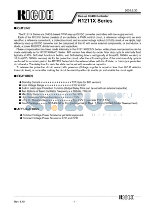 R1211D002A datasheet - Step-up DC/DC Controller