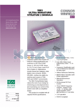 SM3 datasheet - ULTRA MINIATURE STRATUM 3 MODULE