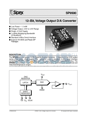 SP9500BN datasheet - 12-Bit, Voltage Output D/A Converter