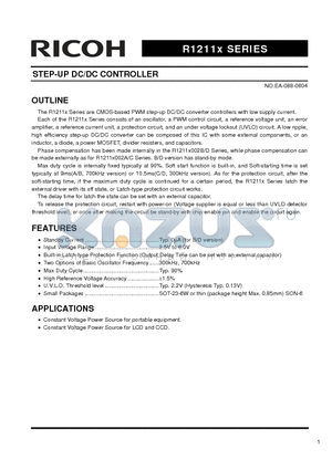 R1211D100A datasheet - STEP-UP DC/DC CONTROLLER