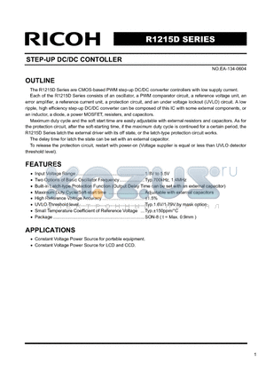 R1215D002A datasheet - STEP-UP DC/DC CONTOLLER