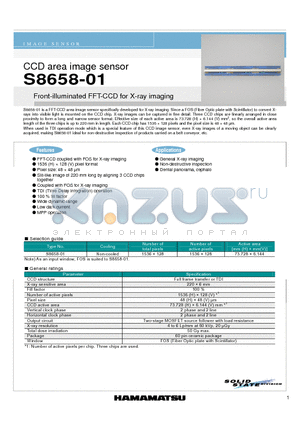 S8658-01_11 datasheet - CCD area image sensor Front-illuminated FFT-CCD for X-ray imaging