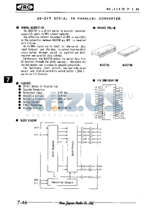 NJU3718L datasheet - 20-BIT SERIAL TO PARALLEL CONVERTER