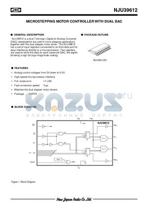 NJU39612 datasheet - MICROSTEPPING MOTOR CONTROLLER WITH DUAL DAC