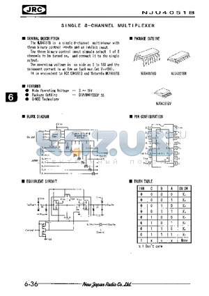 NJU4051BD datasheet - SINGLE 8-CHANNEL MULTIPLEXER