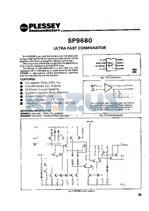 SP9680 datasheet - ULTRA FAST COMPARATOR