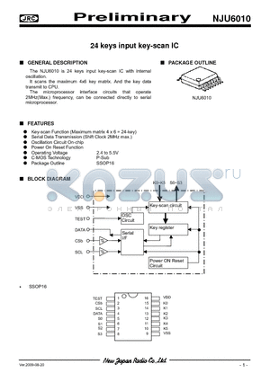 NJU6010 datasheet - 24 keys input key-scan IC