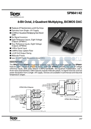 SP9842 datasheet - 8-Bit Octal, 2-Quadrant Multiplying, BiCMOS DAC