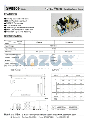 SP9909 datasheet - 40~62 Watts Switching Power Supply