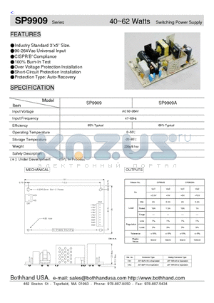 SP9909A datasheet - 40~62 Watts Switching Power Supply