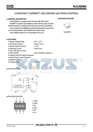 NJU6080F1 datasheet - CONSTANT CURRENT LED DRIVER with PWM CONTROL