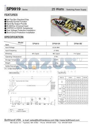 SP9919B datasheet - 25 Watts Switching Power Supply