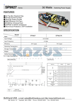 SP9927A datasheet - 30 Watts Switching Power Supply