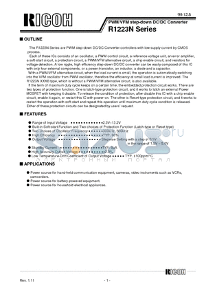 R1223N332A-TR datasheet - PWM/VFM Step-down DC/DC Converter