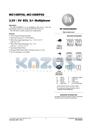 MC100EP58DT datasheet - 3.3V / 5V ECL 2:1 Multiplexer