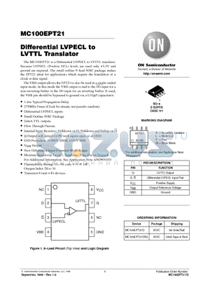 MC100EPT21D datasheet - Differential LVPECL to LVTTL Translator