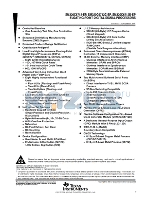 SM320C6712-EP datasheet - FLOATING-POINT DIGITAL SIGNAL PROCESSORS