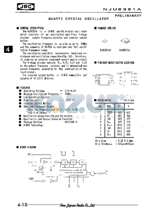 NJU6361AE datasheet - QUARTZ CRYSTAL OSCILLATOR