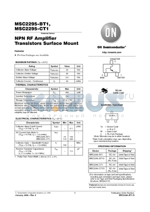 MSC2295-BT1G datasheet - NPN RF Amplifier Transistors Surface Mount