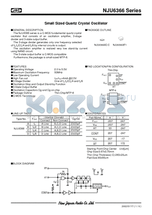 NJU6366XF1 datasheet - Small Sized Quartz Crystal Oscillator