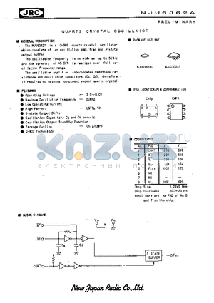 NJU6362AC datasheet - QUARTZ CRYSTAL OSCILLATOR