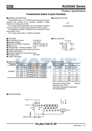 NJU6369XC-D datasheet - Fundamental Quartz Crystal Oscillator