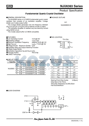 NJU6363 datasheet - Fundamental Quartz Crystal Oscillator