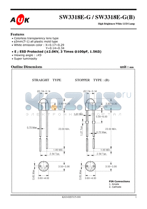 SW3318E-GB datasheet - High Brightness White LED Lamp