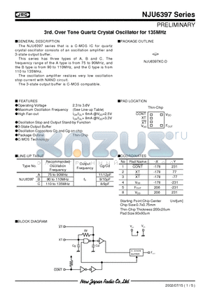 NJU6397XC-D datasheet - 3rd. Over Tone Quartz Crystal Oscillator for 135MHz