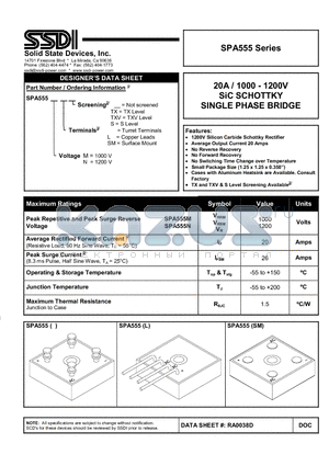 SPA555 datasheet - SiC SCHOTTKY SINGLE PHASE BRIDGE