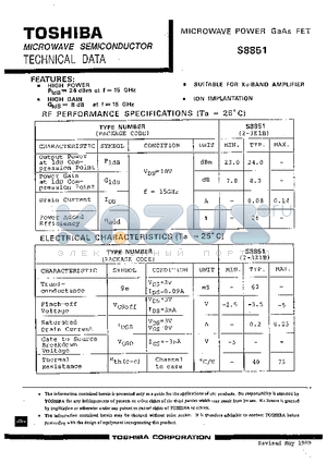 S8851 datasheet - MICROWAVE POWER GaAs FET